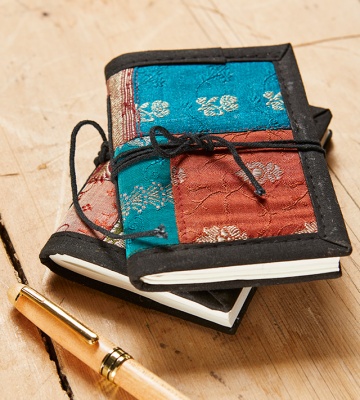Brocade covered handmade notebook - pocket size